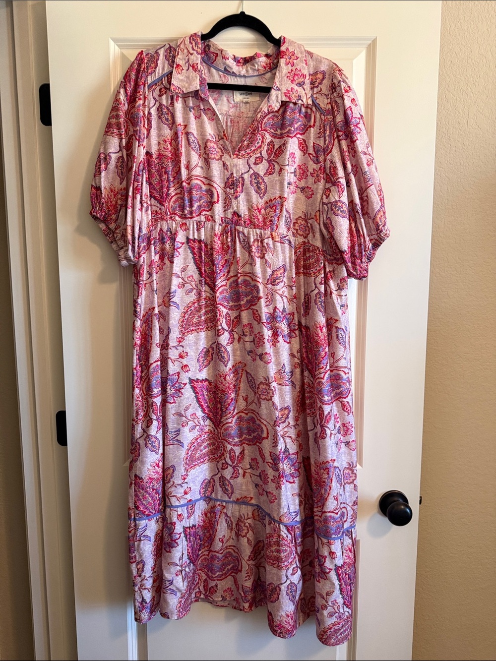 Umgee Pink & Purple Paisley Midi Dress